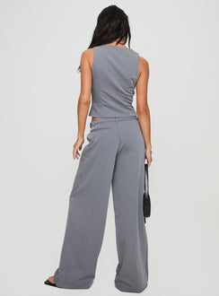 back view of model wearing Princess Polly Miku Pants Charcoal High Waisted Pants 