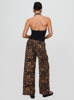 back view of model wearing Princess Polly Zephura Boxer Pant Leopard High Waisted Pants 