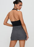 back view of model wearing Princess Polly Lieutenant Cargo Mini Skirt Slate Mini Skirts 