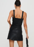 back view of model wearing Princess Polly Kameryn Mini Dress Black Square Neck 