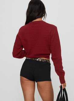 back view of model wearing Princess Polly Yalonda Micro Shorts Leopard / Black High Waisted Shorts 