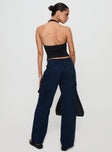 back view of model wearing Princess Polly Major General Cargo Pant Navy Low Rise Pants 