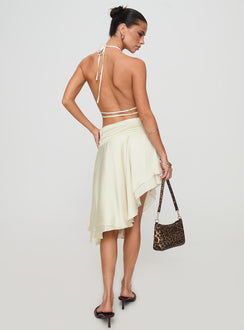 back view of model wearing Princess Polly Legacy Midi Skirt Ivory Midi Skirts 