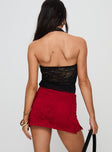 back view of model wearing Princess Polly Gigi Lace Skort Red High Waisted Shorts 