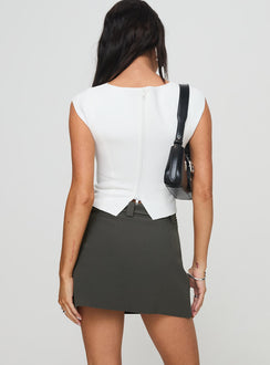 back view of model wearing Princess Polly Nozomi Mini Skirt Charcoal Mini Skirts 