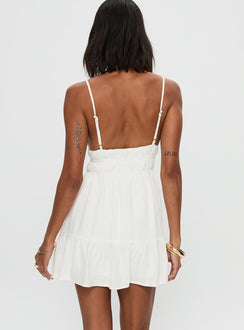 back view of model wearing Princess Polly Elpida Mini Dress White Plunger 