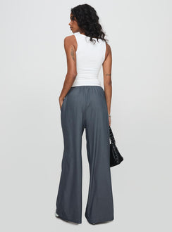 back view of model wearing Princess Polly Tallilah Pants Dark Chambray High Waisted Pants 
