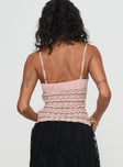 back view of model wearing Princess Polly Alfredo Top Pink Sleeveless Square Neck 