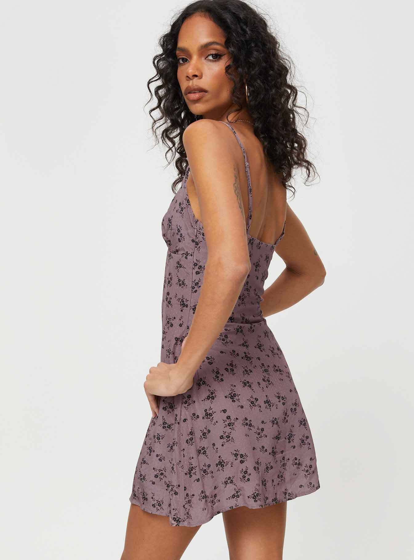 Jaye Mini Dress Mauve Black Floral