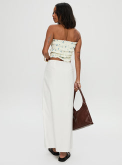 back view of model wearing Princess Polly Jasmira Maxi Skirt White Maxi 
