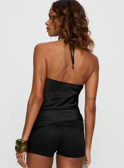 Rhody Bead Detail Arrowneck Top Black