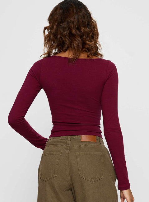 Amabon Top Burgundy Blurred Rose