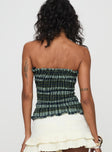 back view of model wearing Princess Polly Rigia Top Mono Check Green Sleeveless straight 