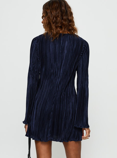 Malop Long Sleeve Mini Dress Navy