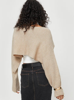 Danel Cross Over Sweater Beige Princess Polly  Cropped 