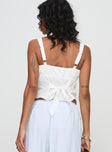 back view of model wearing Princess Polly Prevost Cami Top White Sleeveless V-Neck 