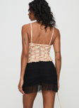 back view of model wearing Princess Polly Nonsense Ruched Mini Skirt Black Mini Skirts 