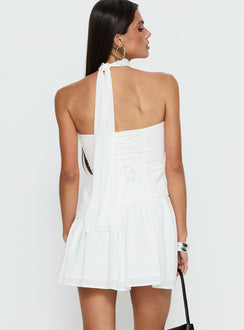 Odela Strapless Drop Waist Mini Dress White