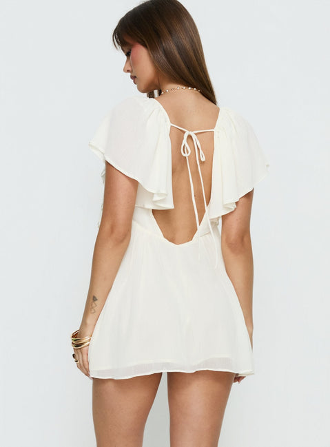 Sun Spirit Plunge Flowy Playsuit Cream