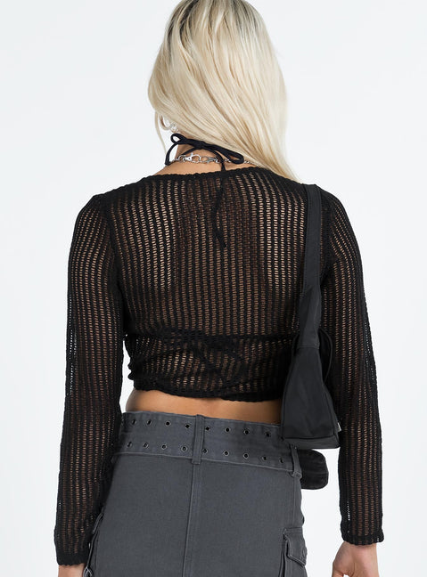 product Princess Polly Full Sleeves Square Neck  Arcott Long Sleeve Top Black