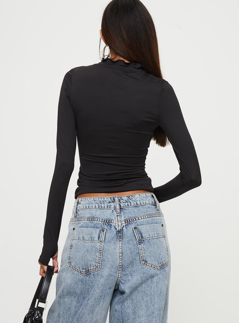 product Princess Polly Full Sleeves High Neck  Barrelle Long Sleeve Top Black