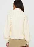 Judson Roll Neck Cable Knit Sweater Cream Princess Polly  regular 