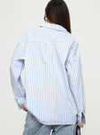 product Princess Polly Full Sleeves V-Neck  Laverne Stripe Shirt Blue / White