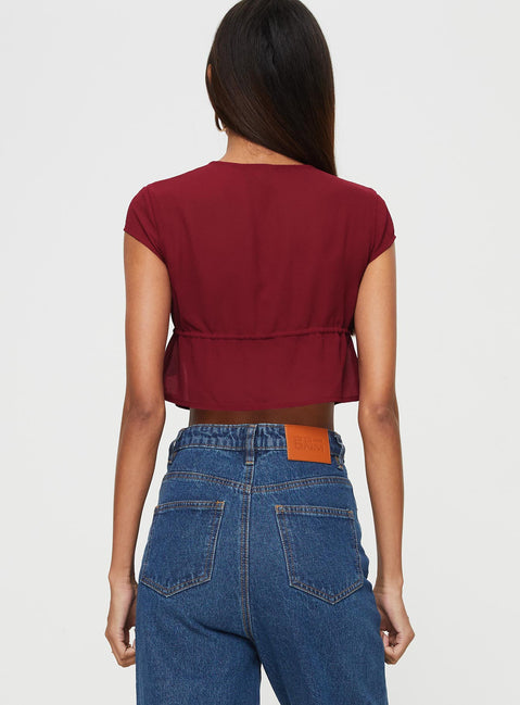 product Princess Polly Short Sleeves Square Neck  Fazio Top Maroon