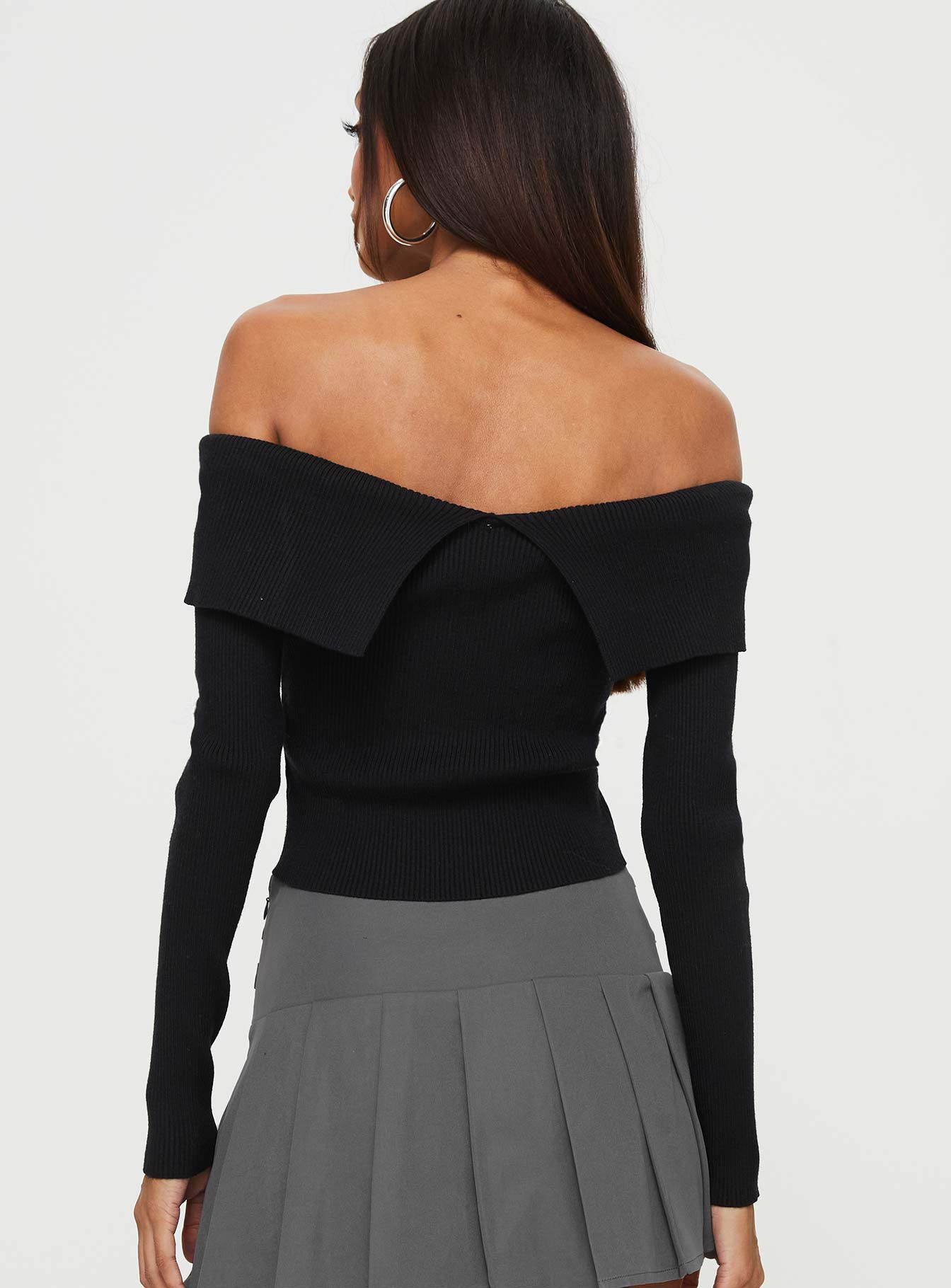 Kaelyn Zip Front Sweater Black Princess Polly  Cropped 