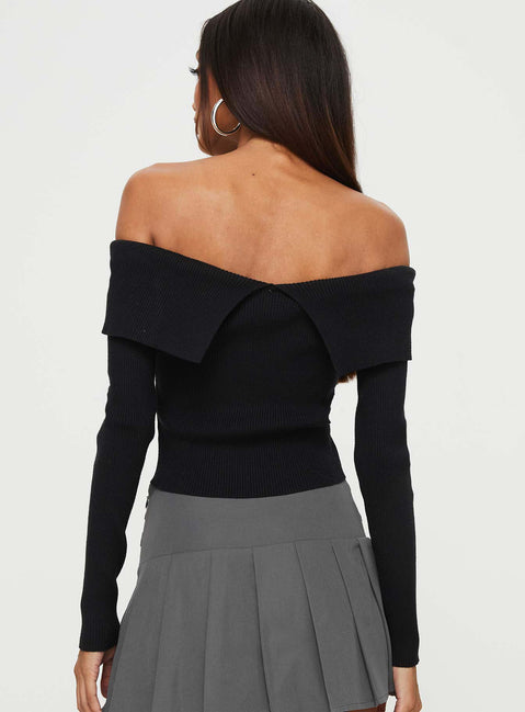 Kaelyn Zip Front Sweater Black Princess Polly  Cropped 