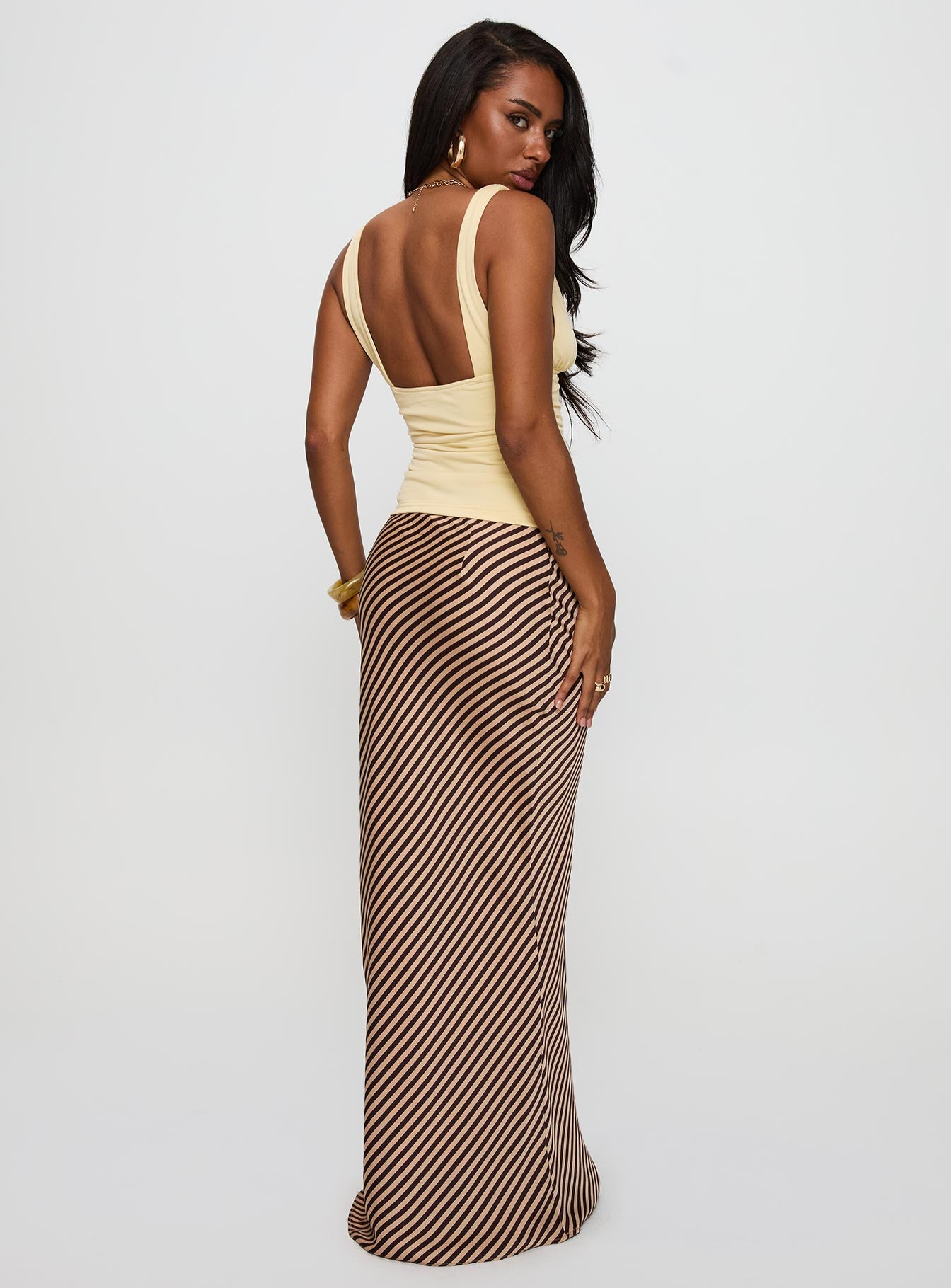 back view of model wearing Princess Polly Eliena Maxi Skirt Multi Maxi 