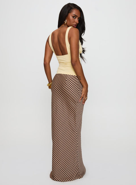 back view of model wearing Princess Polly Eliena Maxi Skirt Multi Maxi 