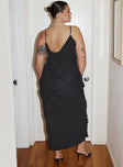 back view of model wearing Princess Polly Lars Maxi Dress Black Curve V-Neck 