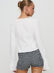 Bonheur Ruffle Long Sleeve Top White