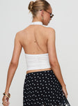 back view of model wearing Princess Polly Giggle Top White Sleeveless Cowl 