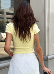 back view of model wearing Princess Polly Baseline Rib Tee Yellow Short Sleeves Crew Neck 