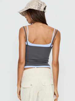 Maeka Layered Jersey Vest Top Grey / Blue