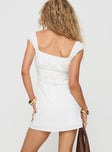 back view of model wearing Princess Polly Haysley Mini Dress White Square Neck 