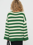 product Princess Polly Brando Knit Sweater Green / Cream Stripe Long 