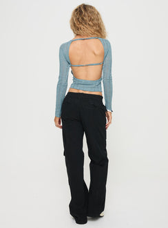 back view of model wearing Princess Polly Chicker Mid Ride Pants Black Low Rise Pants 