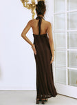 Zoi Halter Lace Maxi Dress Brown