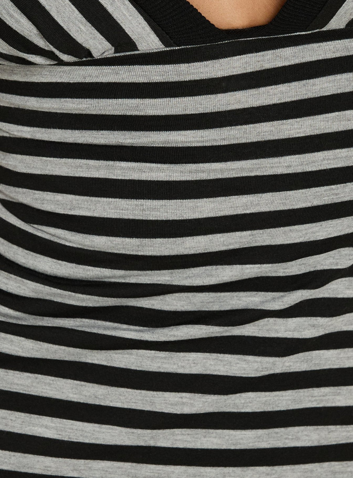 Eleanorre Batwing V Neck Mini Dress Grey Stripe