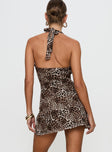 Vestaire Halter Mini Dress Leopard