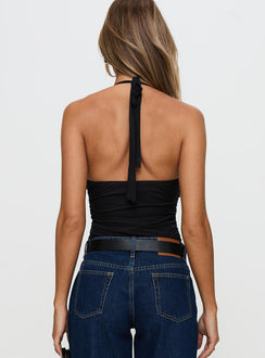 back view of model wearing Princess Polly Siennah Bodysuit Black Sleeveless 