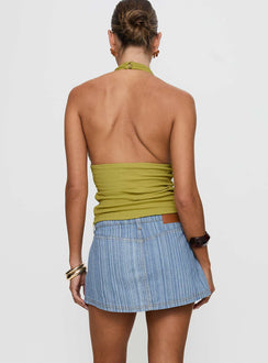 back view of model wearing Princess Polly Preslie Skort Blue Stripe 