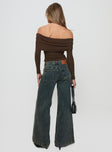 back view of model wearing Princess Polly Ziggie Low Rise Ultra Baggy Jeans Antique Wash Low Rise Jeans 