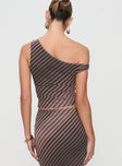 Rios One Shoulder Top Brown Stripe