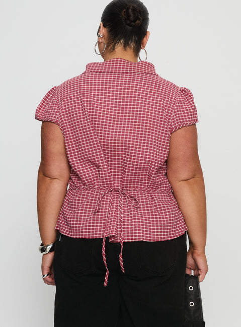 Arianwyn Short Sleeve Shirt Red Check Curve