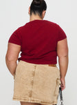 back view of model wearing Princess Polly You Do You Tee Red Curve Short Sleeves Crew Neck 