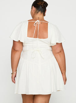 back view of model wearing Princess Polly Forever More Mini Dress White Curve Square Neck 